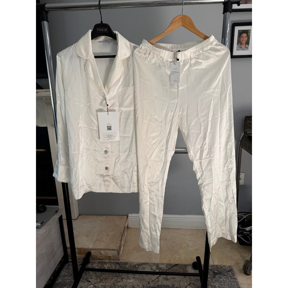 SLEEPER Love Me Tender Silk Pajama Set with Pants